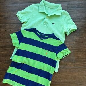 Polo by Ralph Lauren Kids Lime and Navy Striped Tee Vineyard Vines Polo